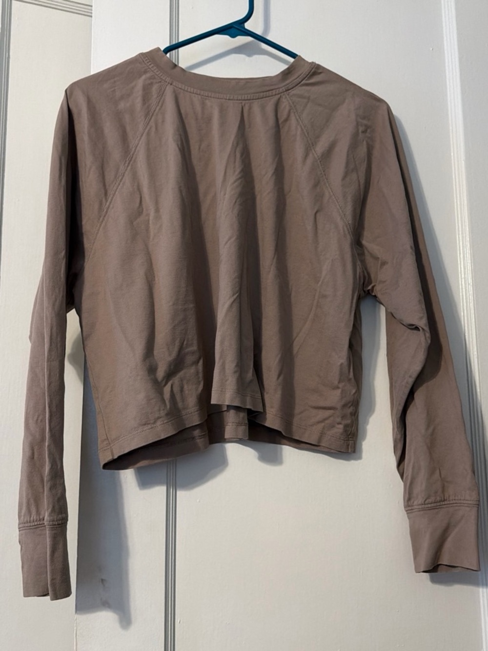 Abercrombie & Fitch Taupe Cropped Long-Sleeve Top